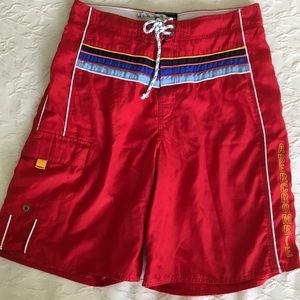 ABERCROMBIE & FITCH Red Swim Suit Trunks Mens 32
